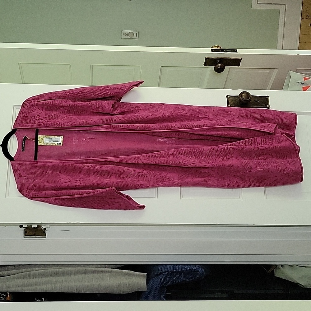 Gudrun Sjoden Open Crochet Pointelle Duster Cardigan Kimono - M - NWT